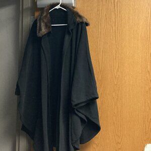 Black and faux fur cape